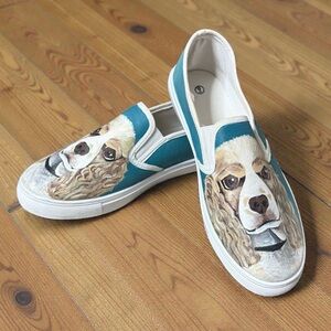 Hand Painted Slip On Tennis Shoes Casual Cocker Spaniel Dog Puppy 9